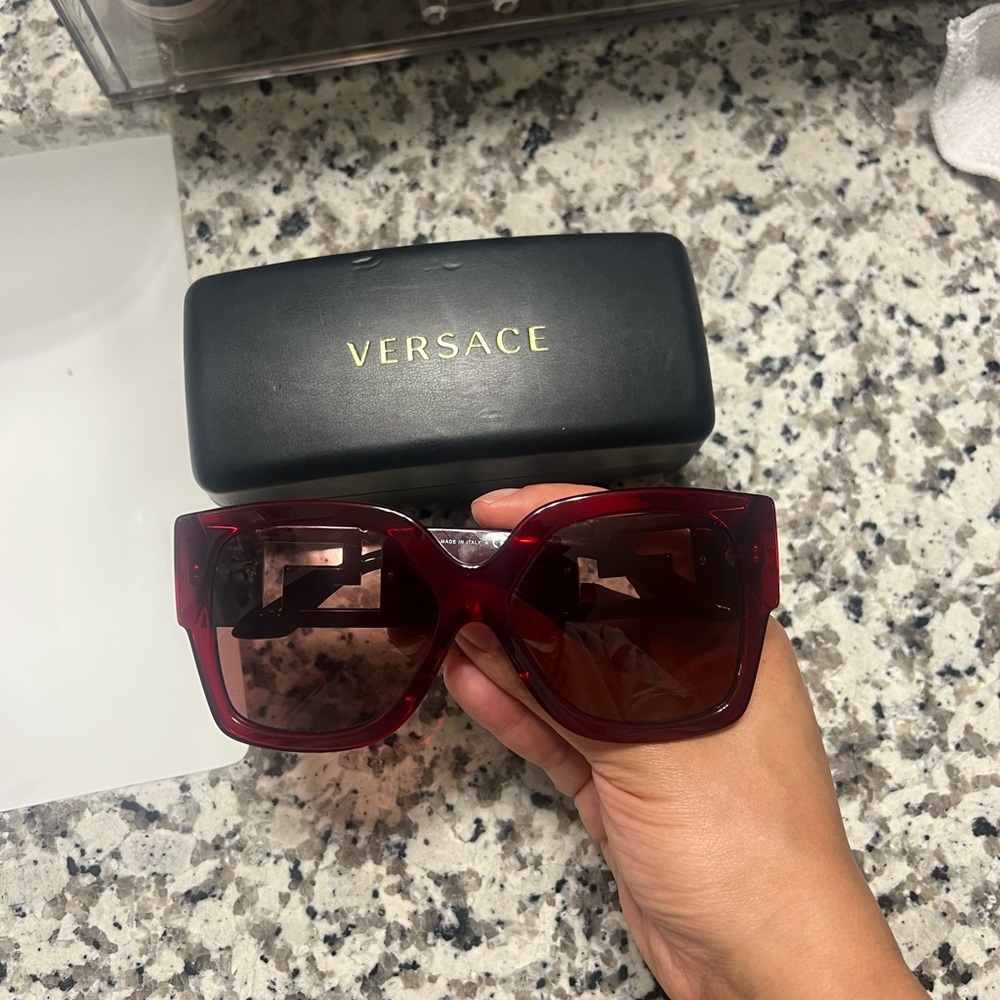 Versace Red Oversized Sunglasses